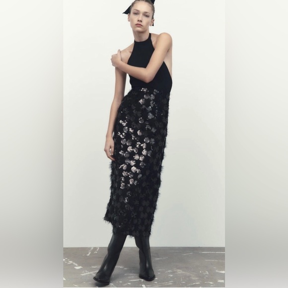 Zara Dresses & Skirts - Zara Sequin Knit Halter Dress